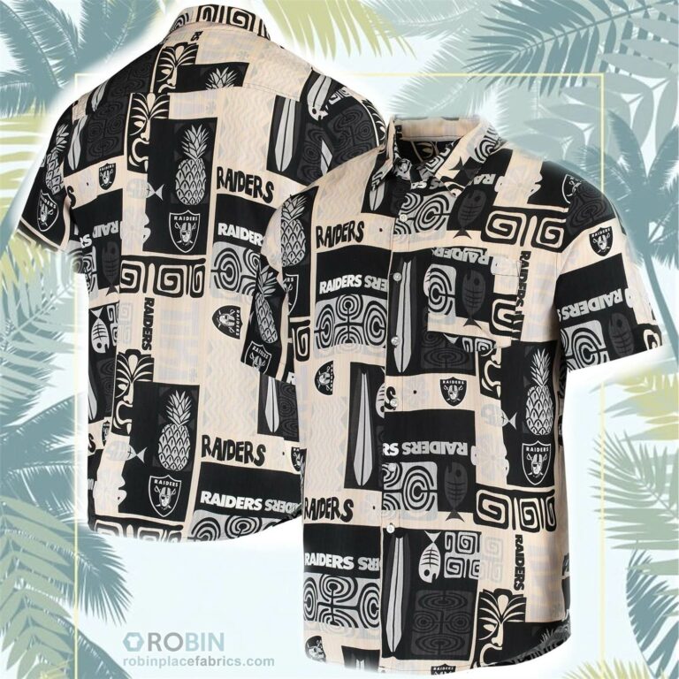 Las Vegas Raiders Tiki Floral Button-Up Woven Shirt