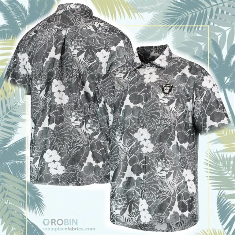 Las Vegas Raiders Tommy Bahama Coconut Point Playa Floral Button-Up Shirt