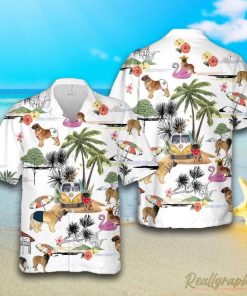 Leonberger Beach Hawaiian Shirt, Short Sleeve Button Up Shirt