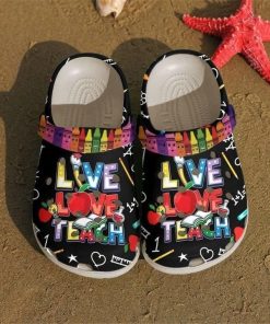 Live Love Teach Funny Crayons Unisex Crocs