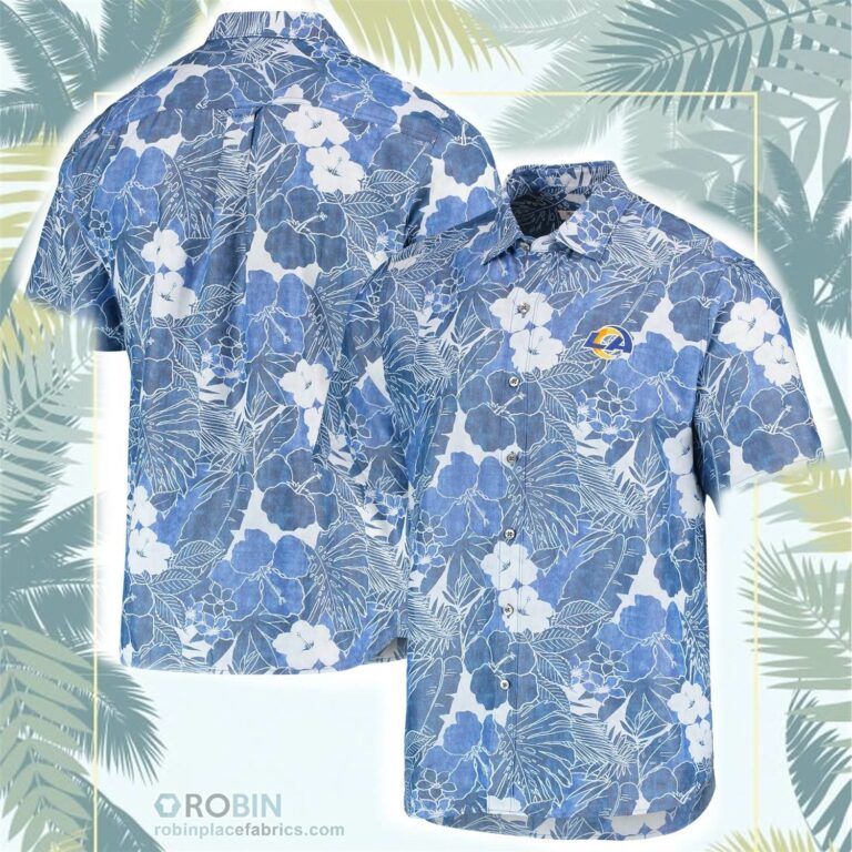 Los Angeles Rams Tommy Bahama Coconut Point Playa Floral Button-Up Shirt
