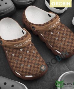 Luxury Louis Vuitton Brown Checkered Crocs