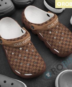 LV Louis Vuitton Brown Chessboard Logo Brand Crocs