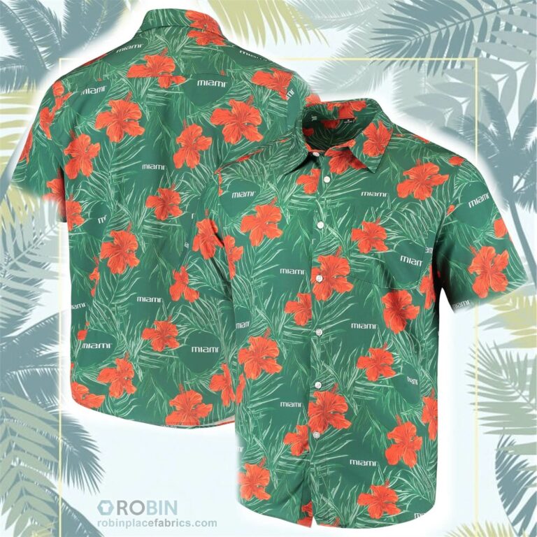 Miami Hurricanes Floral Button-Up Shirt