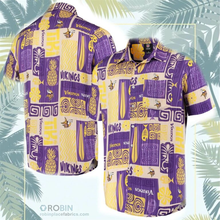 Minnesota Vikings Tiki Floral Button-Up Woven Shirt