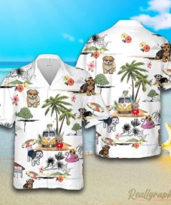 Morkie Beach Hawaiian Shirt, Short Sleeve Button Up Shirt Morkie Beach Hawaiian Shirt, Short Sleeve Button Up Shirt