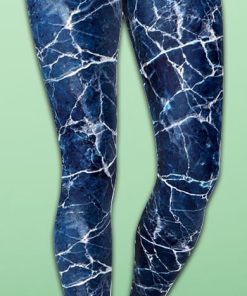 Navy Blue Marble Yoga Leggings