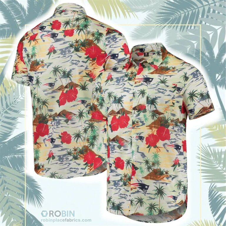 New England Patriots Paradise Floral Button-Up Shirt