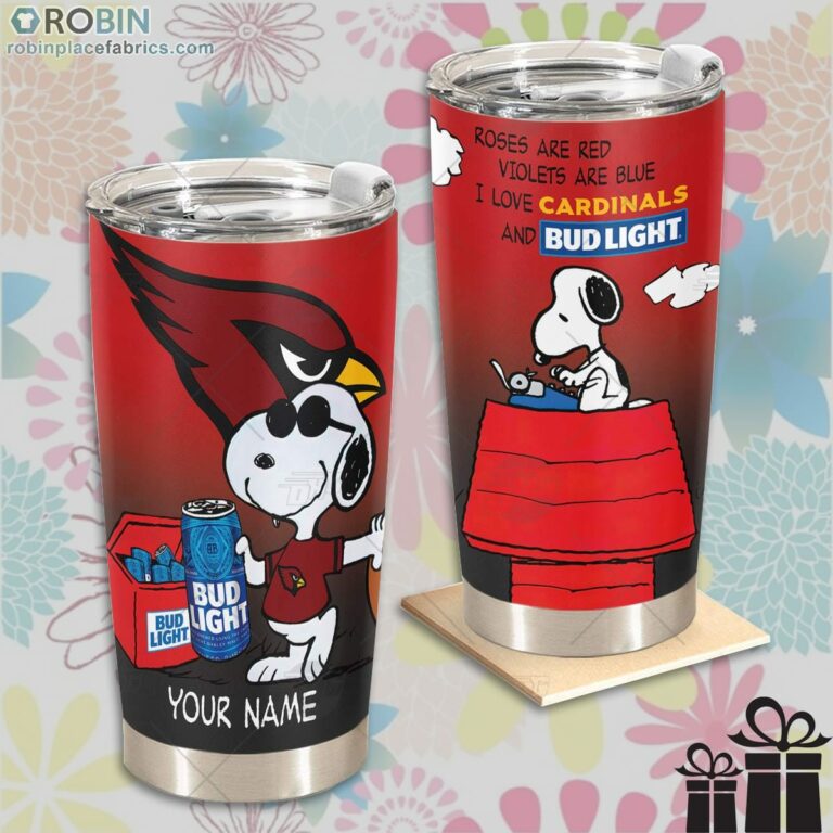 Personalized NFL Arizona Cardinals Tumbler Snoopy BUD LIGHT Beer Lover Tumbler