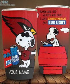 Personalized NFL Arizona Cardinals Tumbler Snoopy BUD LIGHT Beer Lover Tumbler Personalized NFL Arizona Cardinals Tumbler Snoopy BUD LIGHT Beer Lover Tumbler