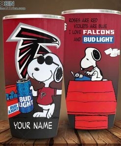 Personalized NFL Atlanta Falcons Tumbler Snoopy BUD LIGHT Beer Lover Tumbler