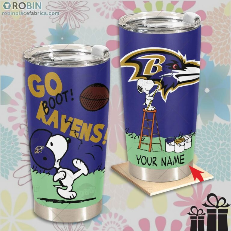 Personalize NFL Baltimore Ravens Tumbler Snoopy Tumbler