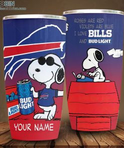Personalized NFL Buffalo Bills Tumbler Snoopy BUD LIGHT Beer Lover Tumbler