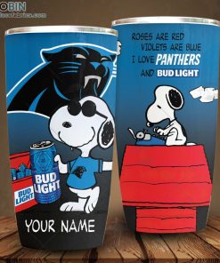 Personalized NFL Carolina Panthers Tumbler Snoopy BUD LIGHT Beer Lover Tumbler