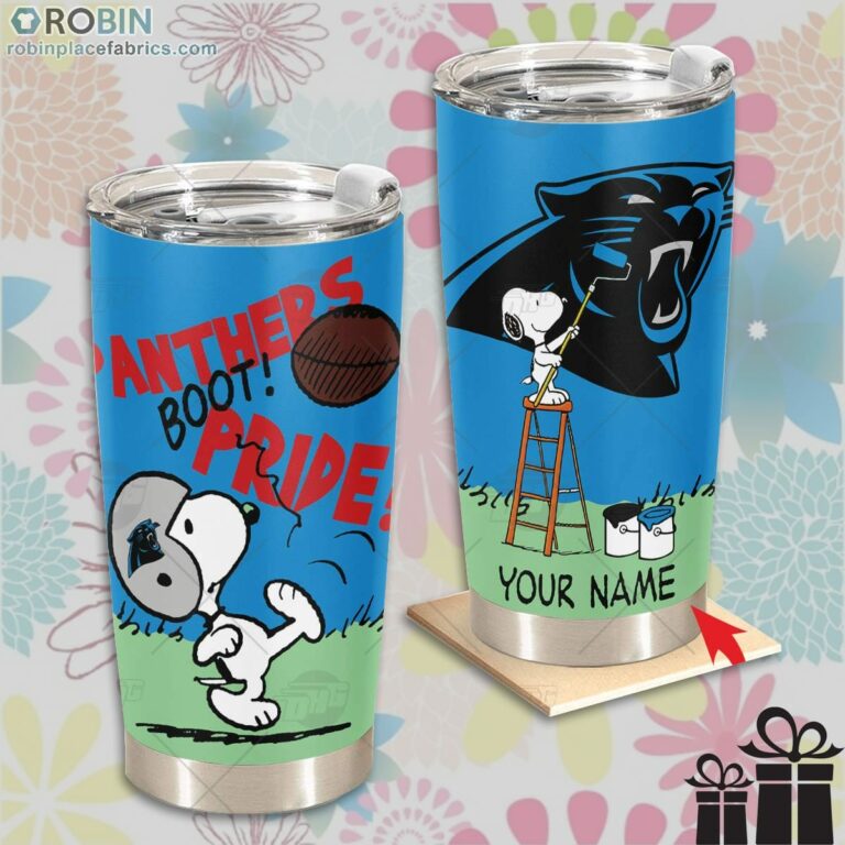 Personalize NFL Carolina Panthers Tumbler Snoopy Tumbler