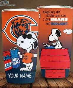 Personalized NFL Chicago Bears Tumbler Snoopy BUD LIGHT Beer Lover Tumbler