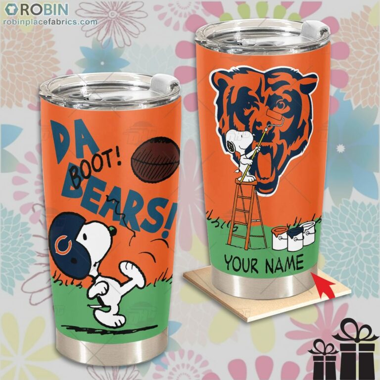 Personalize NFL Chicago Bears Tumbler Snoopy Tumbler