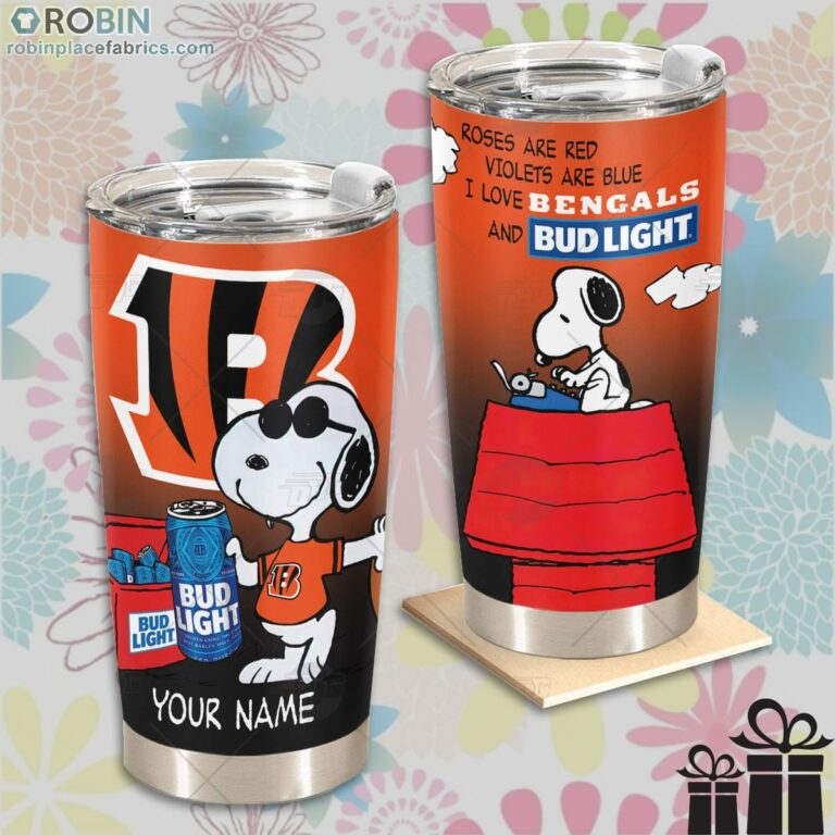 Personalized NFL Cincinnati Bengals Tumbler Snoopy BUD LIGHT Beer Lover Tumbler