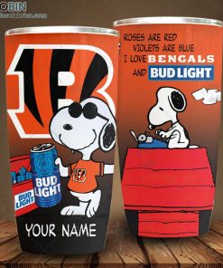 Personalized NFL Cincinnati Bengals Tumbler Snoopy BUD LIGHT Beer Lover Tumbler