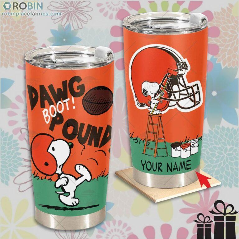 Personalize NFL Cleveland Browns Tumbler Snoopy Tumbler