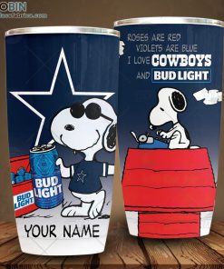 Personalized NFL Dallas Cowboys Tumbler Snoopy BUD LIGHT Beer Lover Tumbler