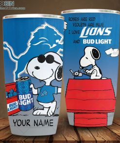 Personalized NFL Detroit Lions Tumbler Snoopy BUD LIGHT Beer Lover Tumbler