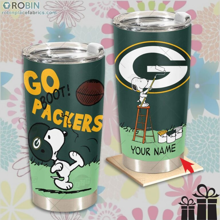 Personalize NFL Green Bay Packers Tumbler Snoopy Tumbler
