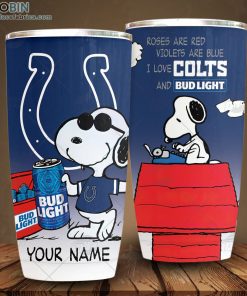 Personalized NFL Indianapolis Colts Tumbler Snoopy BUD LIGHT Beer Lover Tumbler