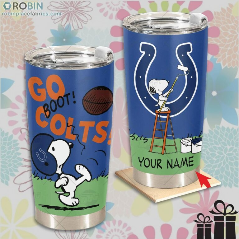 Personalize NFL Indianapolis Colts Tumbler Snoopy Tumbler