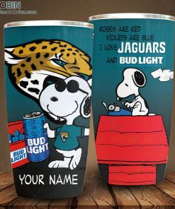 Personalized NFL Jacksonville Jaguars Tumbler Snoopy BUD LIGHT Beer Lover Tumbler