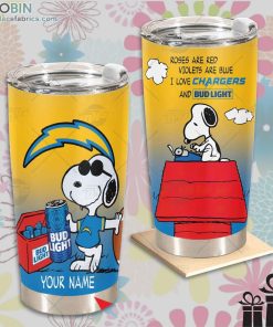 nfl los angeles chargers tumbler snoopy bud light beer lover tumbler 297 U1cIm