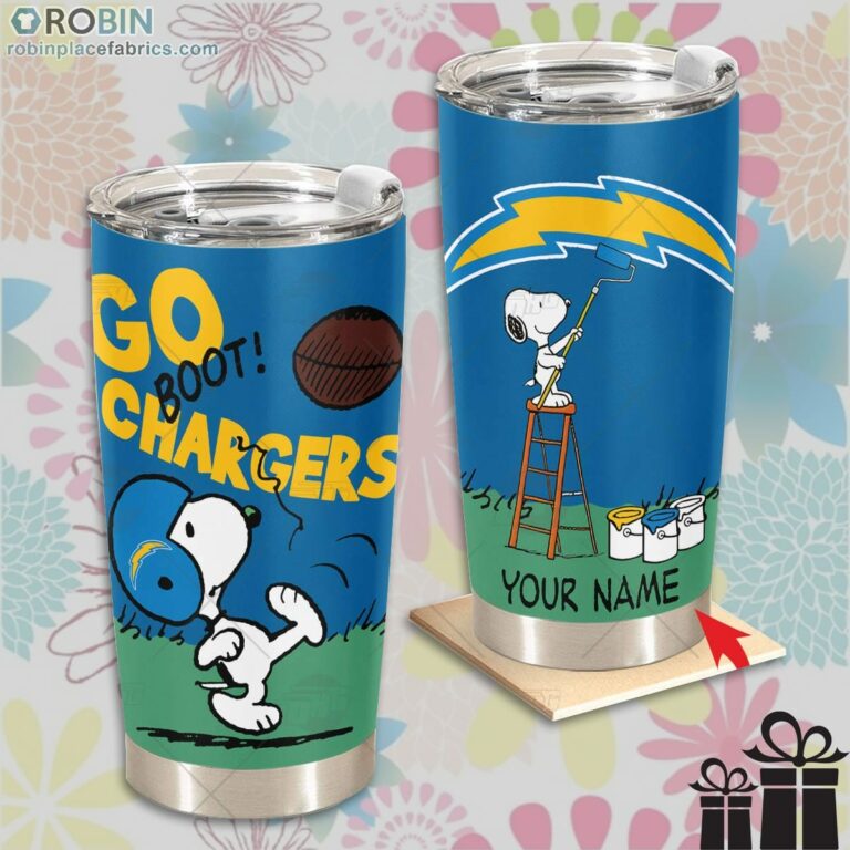 Personalize NFL Los Angeles Chargers Tumbler Snoopy Tumbler