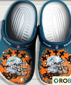 NFL Miami Dolphins Helmet Halloween Turquoise Classic Clogs
