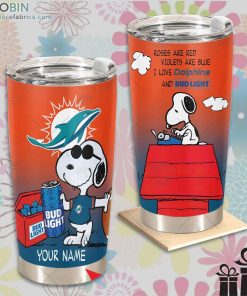 nfl miami dolphins tumbler snoopy bud light beer lover tumbler 301 XIZVI