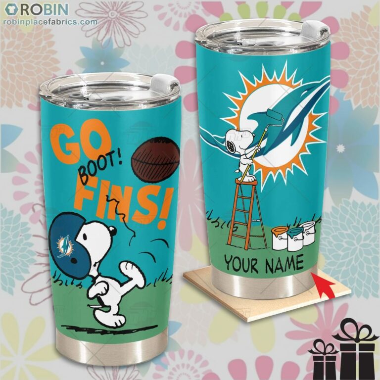 Personalize NFL Miami Dolphins Tumbler Snoopy Tumbler