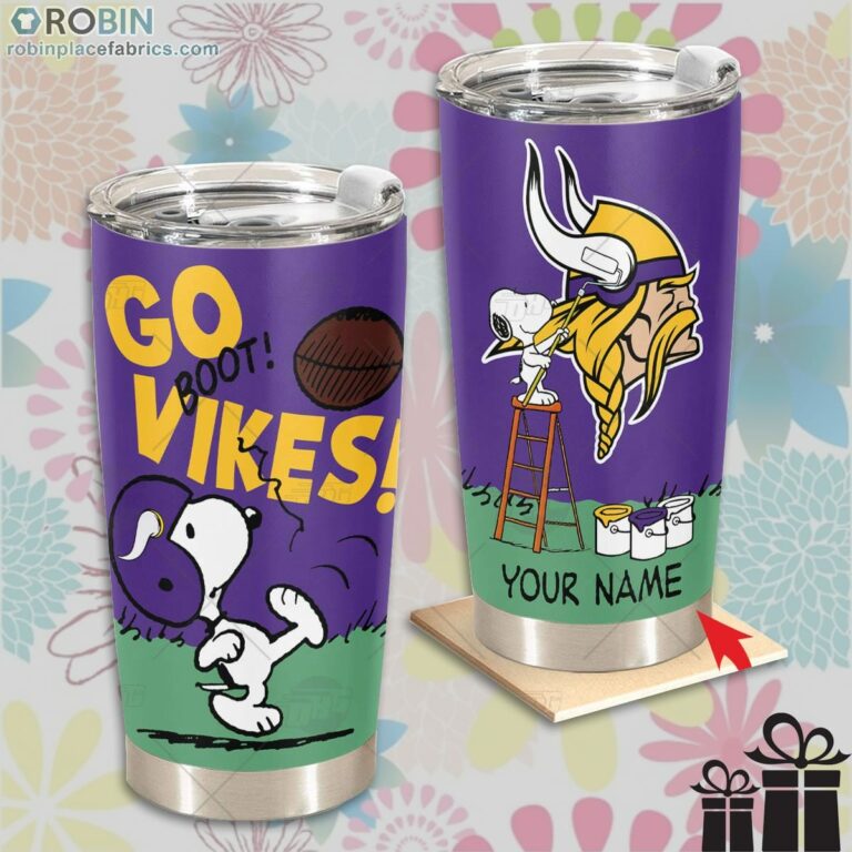 Personalize NFL Minnesota Vikings Tumbler Snoopy Tumbler