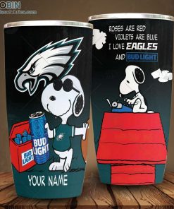 Personalized NFL Philadelphia Eagles Tumbler Snoopy BUD LIGHT Beer Lover Tumbler