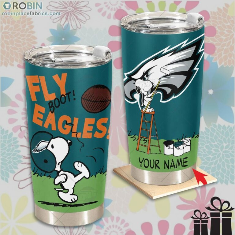 Personalize NFL Philadelphia Eagles Tumbler Snoopy Tumbler