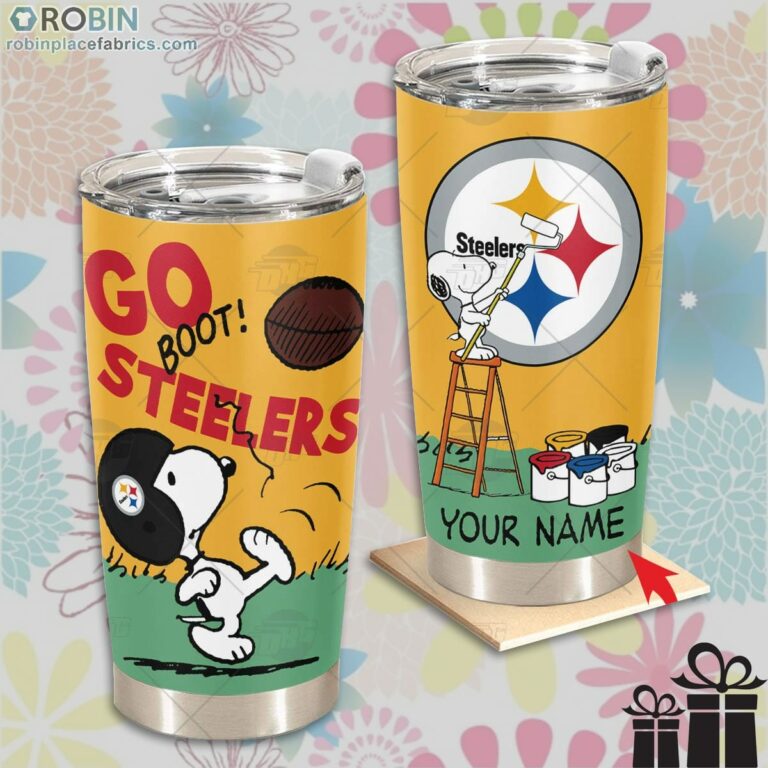 Personalize NFL Pittsburgh Steelers Tumbler Snoopy Tumbler