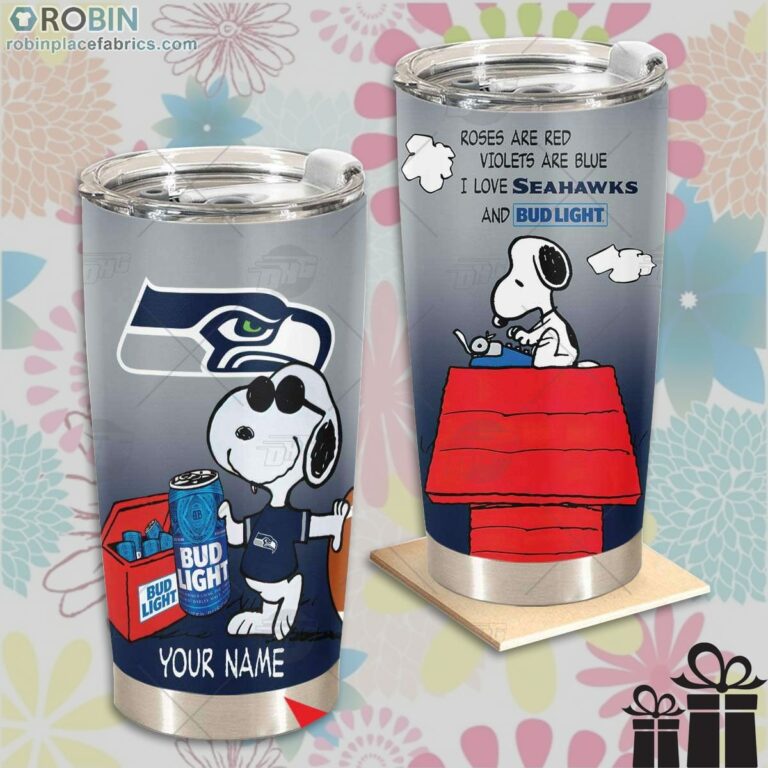 Personalized NFL Seattle Seahawks Tumbler Snoopy Bud Light Beer Lover Tumbler