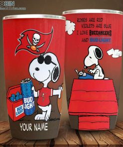 Personalized NFL Tampa Bay Buccaneers Tumbler Snoopy Bud Light Beer Lover Tumbler
