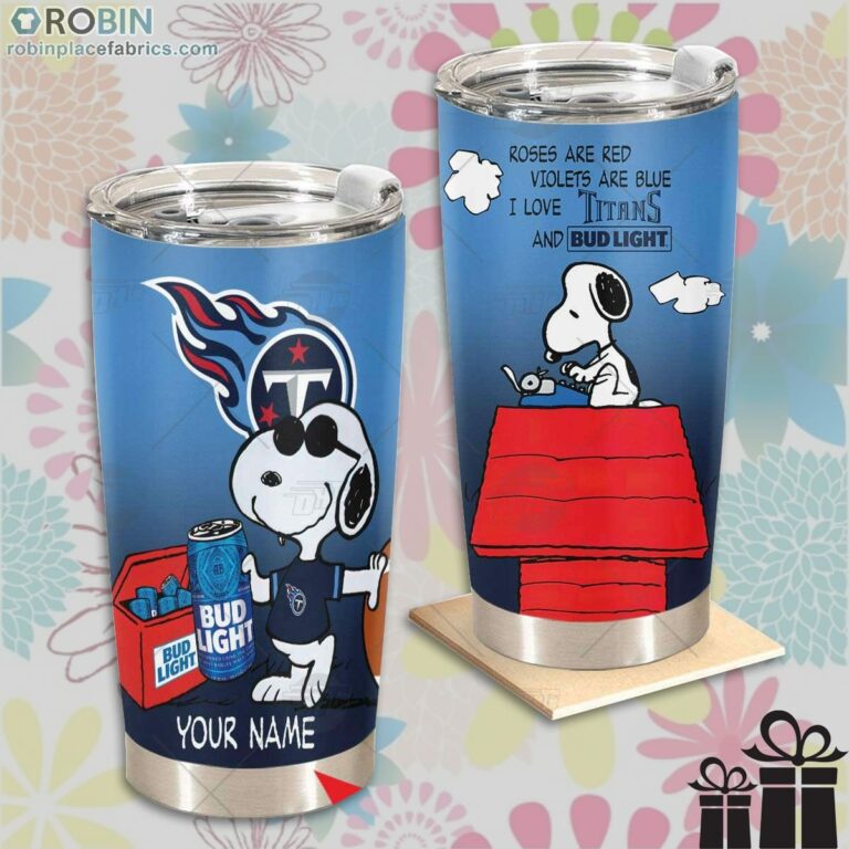 Personalized NFL Tennessee Titans Tumbler Snoopy Bud Light Beer Lover Tumbler
