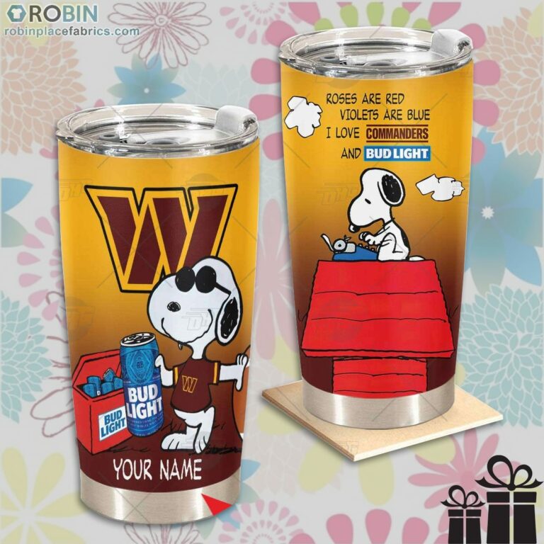 Personalized NFL Washington Commanders Tumbler Snoopy BUD LIGHT Beer Lover Tumbler