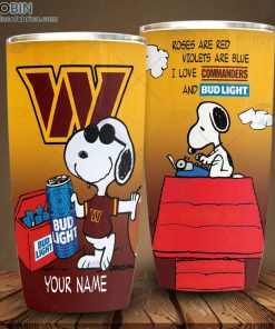 Personalized NFL Washington Commanders Tumbler Snoopy BUD LIGHT Beer Lover Tumbler