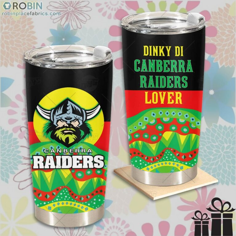 NRL Dinky Di Canberra Raiders Lover Aboriginal Flag x Indigenous Stainless Steel Tumbler