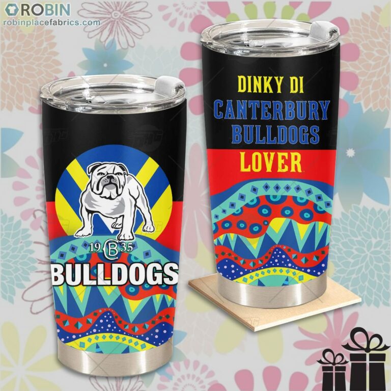 NRL Dinky Di Canterbury Bulldogs Lover Aboriginal Flag x Indigenous Stainless Steel Tumbler