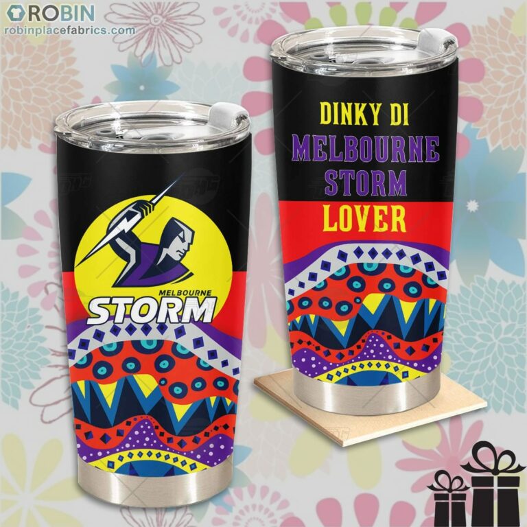 NRL Dinky Di Melbourne Storm Lover Aboriginal Flag x Indigenous Stainless Steel Tumbler