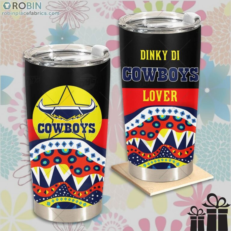 NRL Dinky Di North Queensland Cowboys Lover Aboriginal Flag x Indigenous Stainless Steel Tumbler