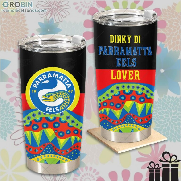 NRL Dinky Di Parramatta Eels Lover Aboriginal Flag x Indigenous Stainless Steel Tumbler