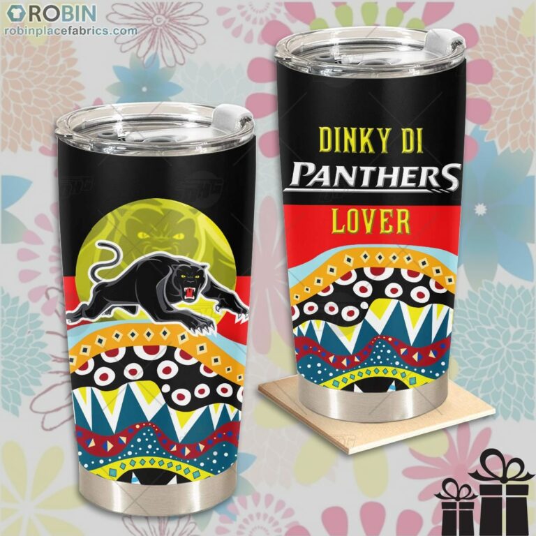 NRL Dinky Di Penrith Panthers Lover Aboriginal Flag x Indigenous Stainless Steel Tumbler